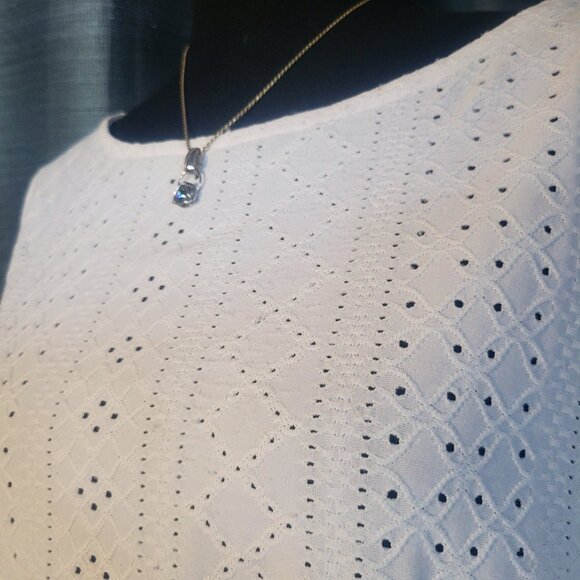 Michael Kors Collection White Eyelet Smocked-Hem Blouse - Women's Size M - Picture 2 of 12